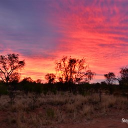 Sunset from our bush camp on Binns Track