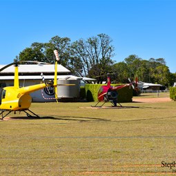 Two of the 9 helicopters at the heliport at Victoria River Downs Station