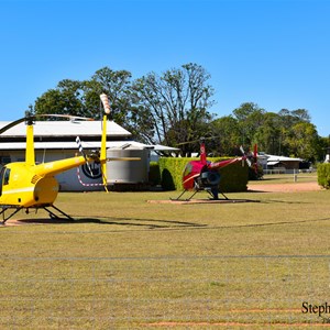 Two of the 9 helicopters at the heliport at Victoria River Downs Station