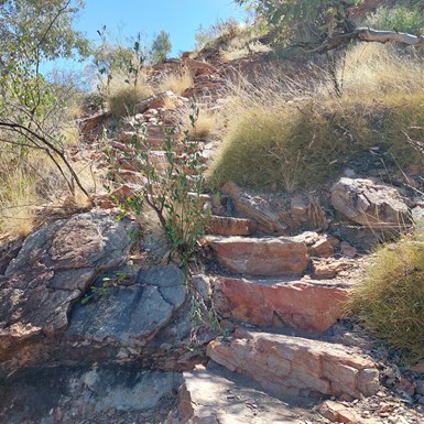 Steps up to the lookout at Serpentine Gorge