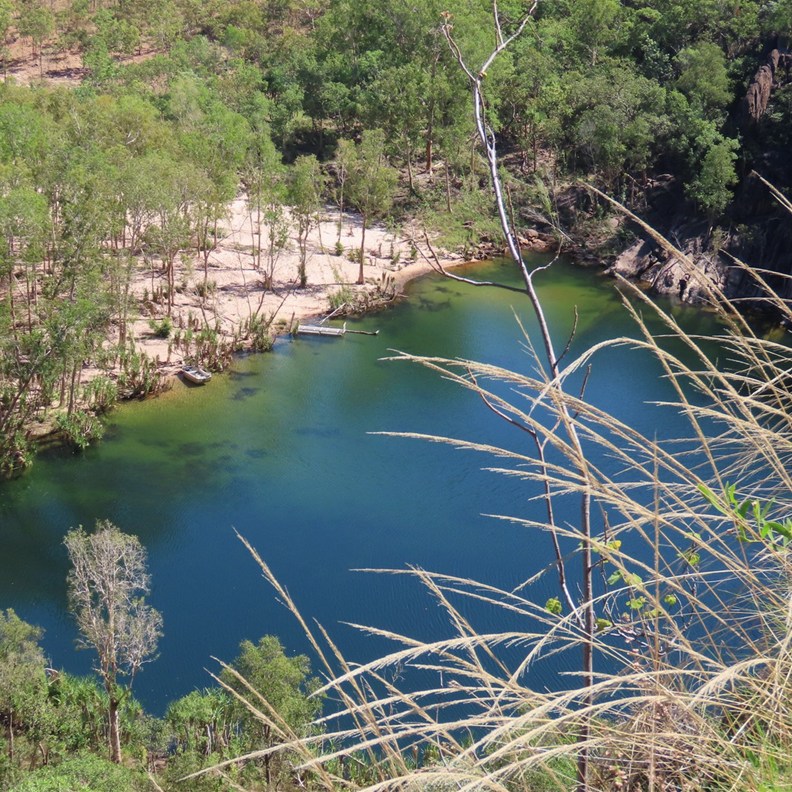View of the plunge pool from the top of the summit