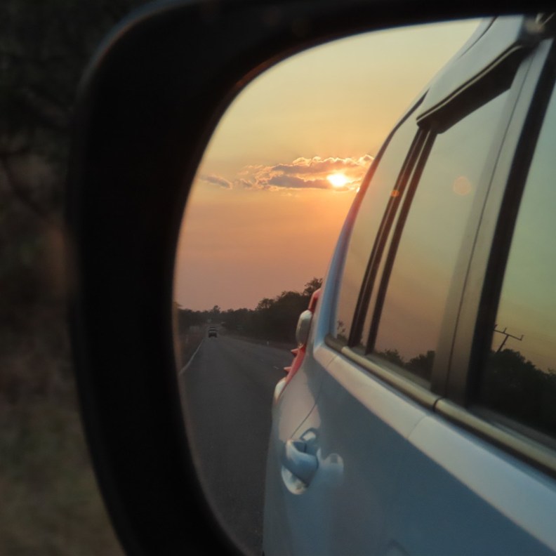 The sun was setting as we arrived home