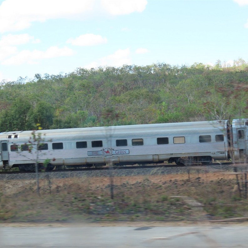 We drove along beside The Ghan 