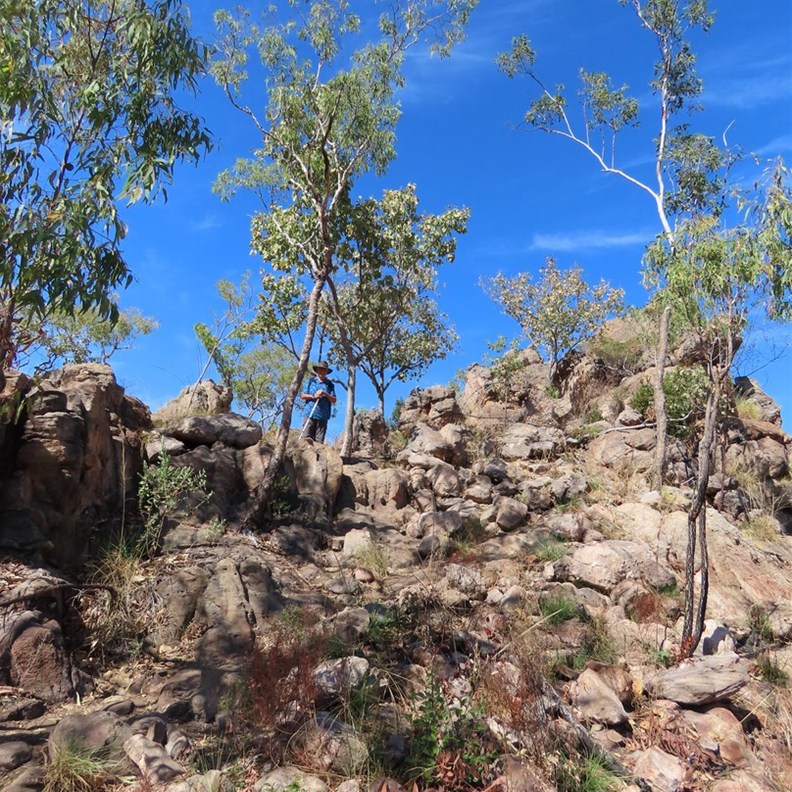 Walking to the top rock pools Edith Falls