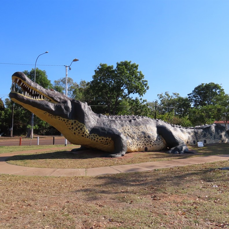 The 20-metre-long and 3-metre high concrete statue of a saltwater crocodile