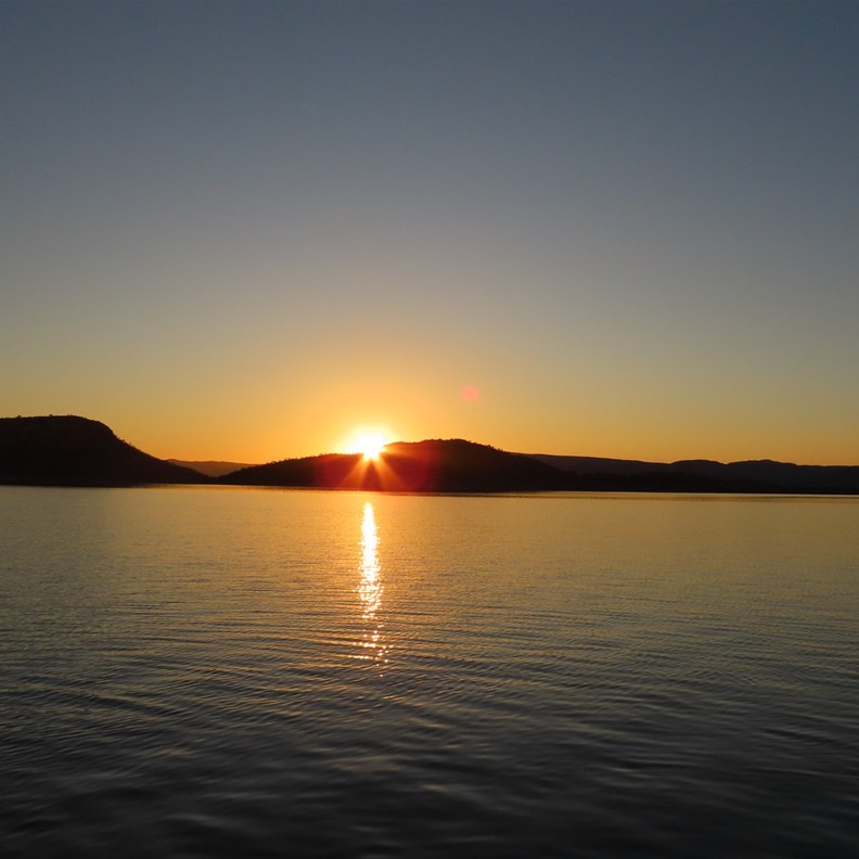 The setting sun