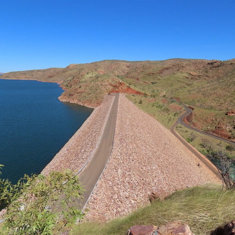 Looking down on the Dam Wall