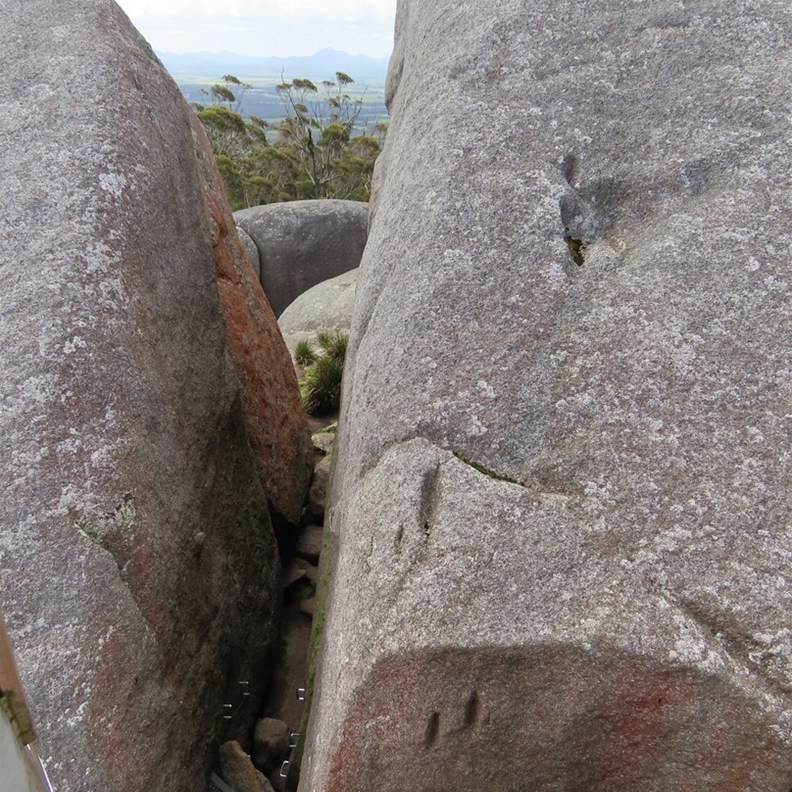 Silver hand holds to pull yourself up through the rock