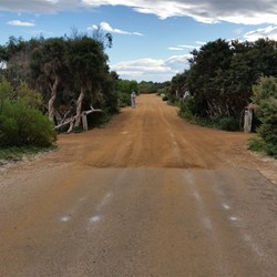 driving into the campground at Cape Le Grand Beach
