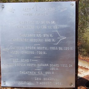 The Beadell plaque at the Intersection.