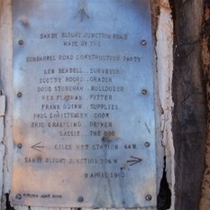 Beadell Plaque at the end of the Sandy Blight