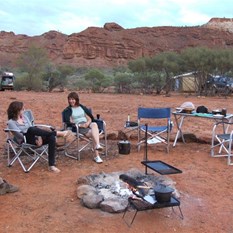 The sunset gathering - John, Amanda and Julie.