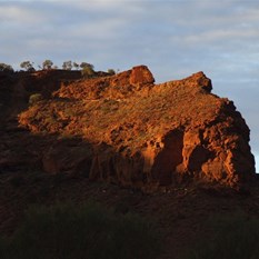 Kennedy buttresses at sunset (Note goats at base of cliff!)