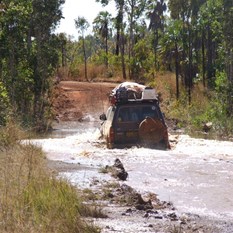 Negotiating one of the creek crossings