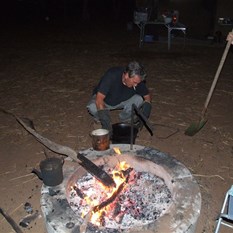 John preparing to cremate Jules bread!