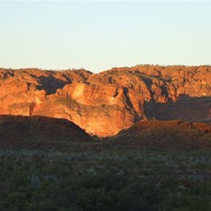 The Bungles at sunset (note the shadow of the ship)