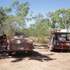 A morning tea break beside the Dawn Creek