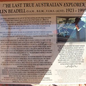 The tribute to Len Beadell at Mount Beadell - Gunbarrell Highway