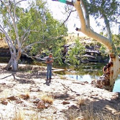 Hugh enjoying the scenery and a duhrry at Tjarra