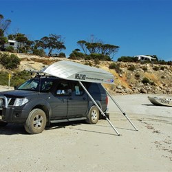 Unloading the tinnie and our camp at Fisherman's Point
