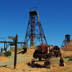 Outdoor exhibits at the Miner's Hall of fame