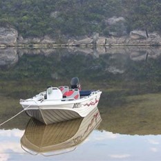 Boat in estuary 10metres from camp