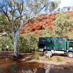 Our beautiful campsite.  Water both sides