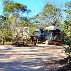 our campsite on the right was a bit of a squeeze to get parked in