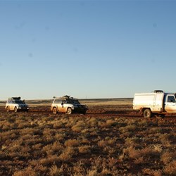 Our convoy on the road to Charlotte Waters