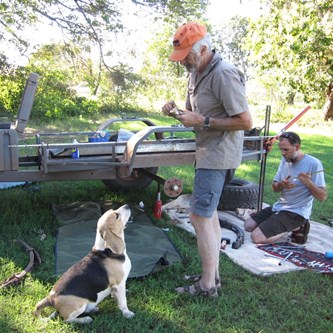 Well it is Beagle Bay after all - John with a new found friend