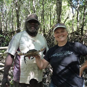 Gaby shows off her traditional hunting skills (with a bit of help)