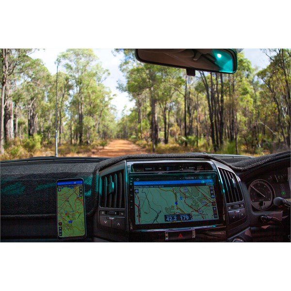 Android headunit in bush with offline EOTopo maps