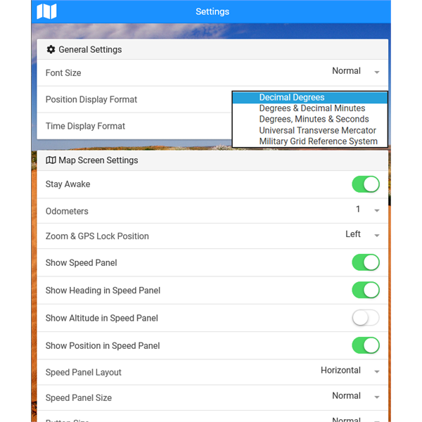 Position Display Format Settings