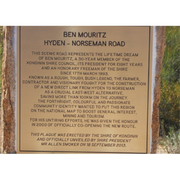 Ben Mouritz memorial plague
