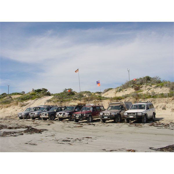 A beach driving group