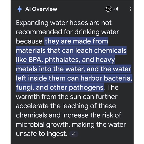 Not recommended for drinking water