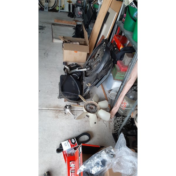 Parts on the garage floor