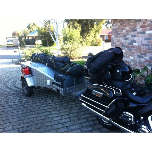 Motorcycle and camping trailer
