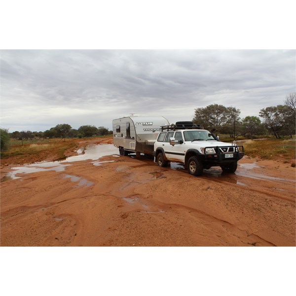 Wet sandy crossing.