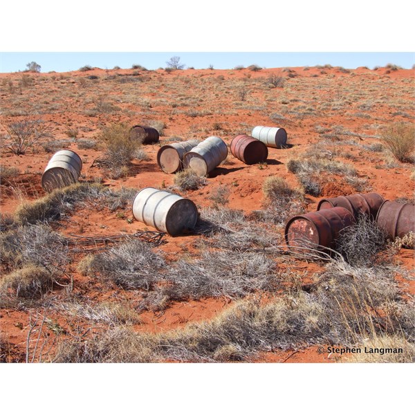 Extremely remote Simpson Desert old fuel dump