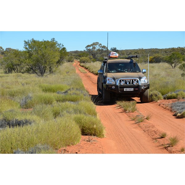 Anne Beadell near the give way sign