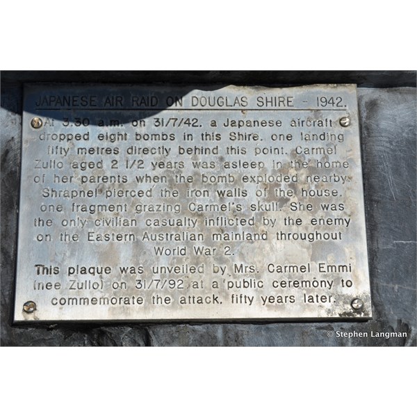 50 years to the day, Carmel unveiled this memorial plaque on the 31st July 1992