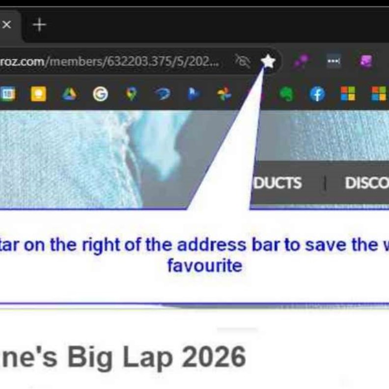 To save a favourite use the star on the right of the adddress bar