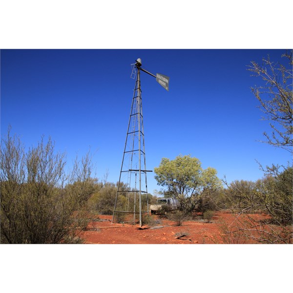 Windmill and bore at Hunt Oil Camp
