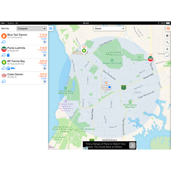 Fuel Map on iPad