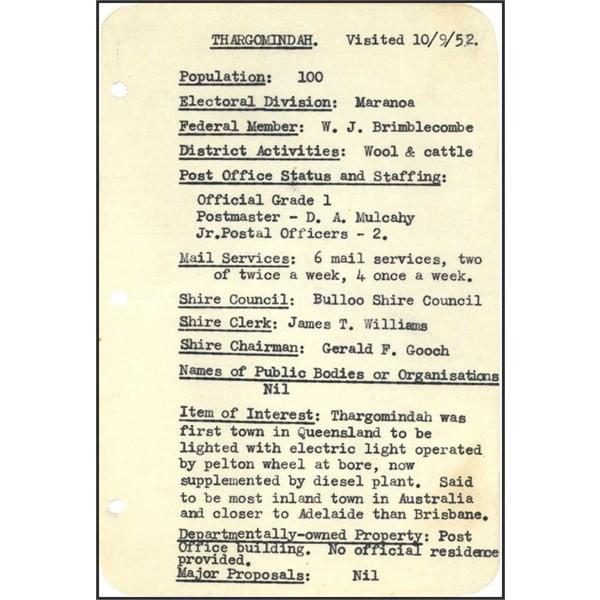 Thargomindah Information Sept' 1952