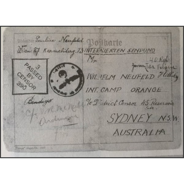 Post Card from Vienna to Orange NSW to Willhelm Neufeld