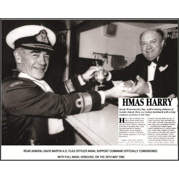Rear Admiral David Martin.  commissioned the caravan as  HMAS Harrys .