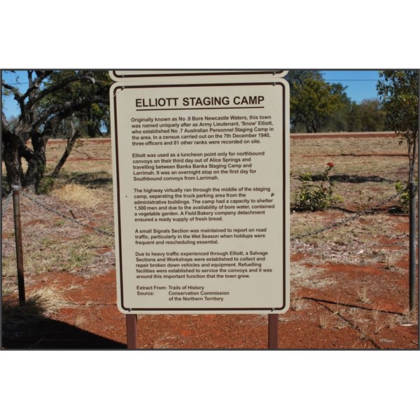 Sign at Elliott Staging Camp
