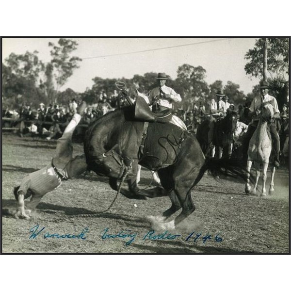 The first official rodeo after World War II, The Victory Rodeo at Warwick 1946,